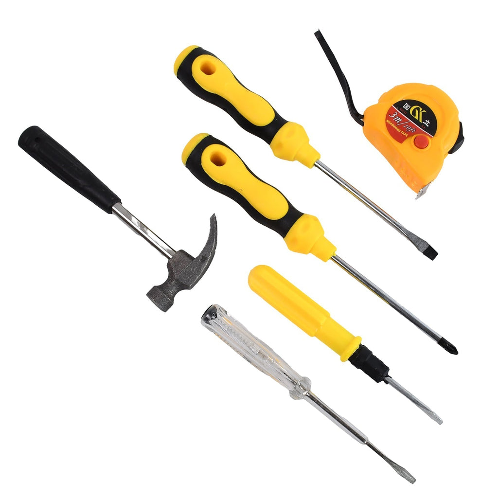 Daily use 6-in-1 hand tool kit with durable screwdrivers and accessories
