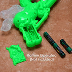 Close-up of a child's hand holding the Musical Laser Gun for Kids.