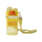Girls dual compartment water bottle on a school desk, ready for daily hydration.