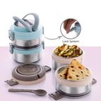 Stainless steel insulated lunch box set for office and school meals