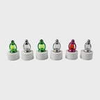 Battery-operated LED candle lights with decorative lantern-style covers