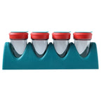 Top view of 4-in-1 spice shaker set filled with various spices