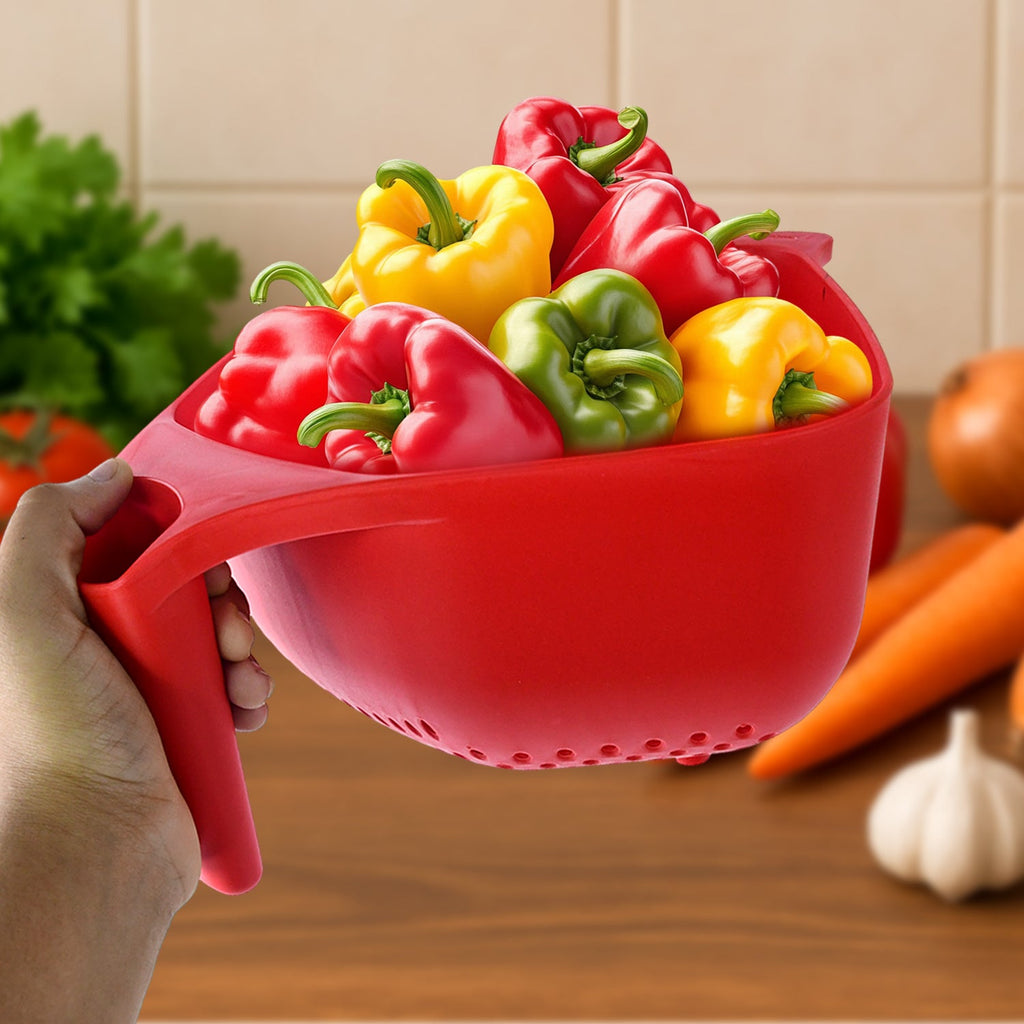 Durable plastic strainer bowl ideal for rinsing fruits and vegetables