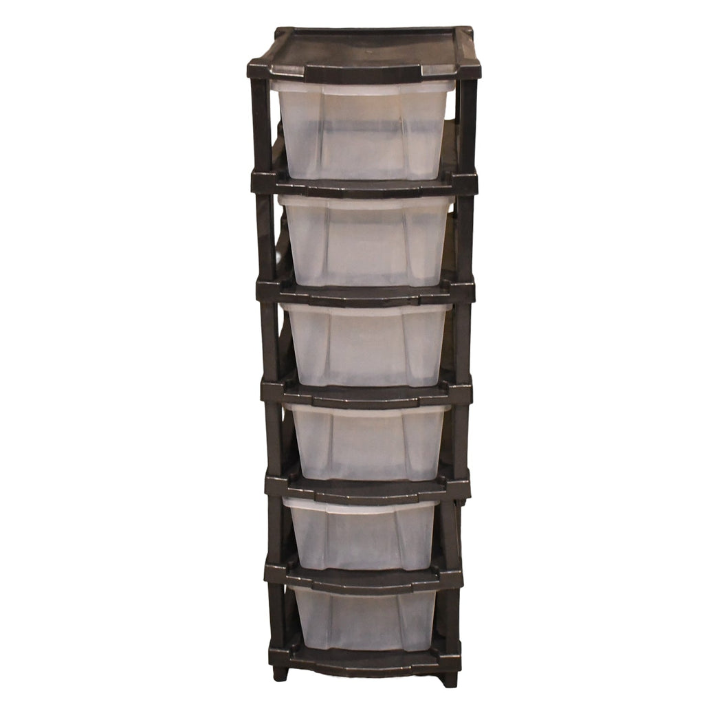 Clean layer modular organizer featuring transparent plastic drawers