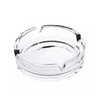 Versatile crystal glass ashtray designed for both home and office tables.