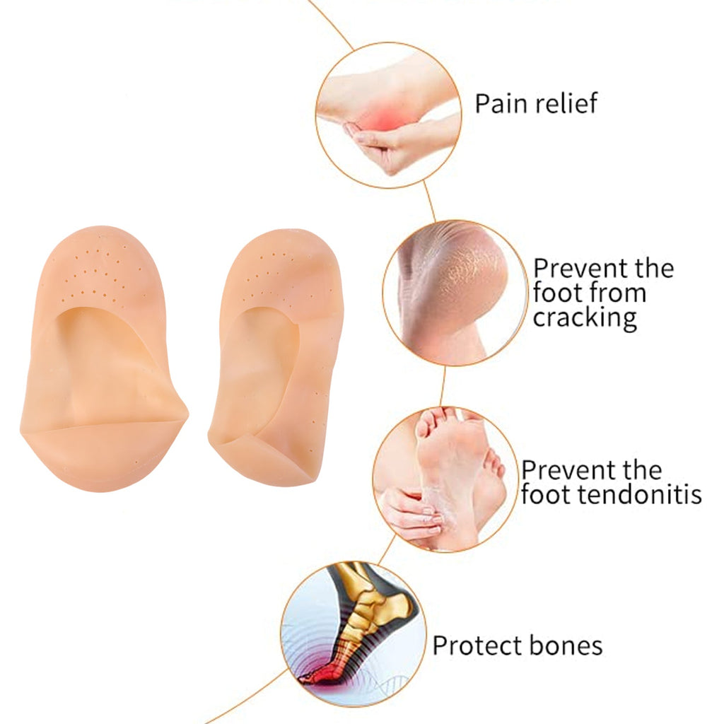 Display of soft silicone heel socks for daily foot care