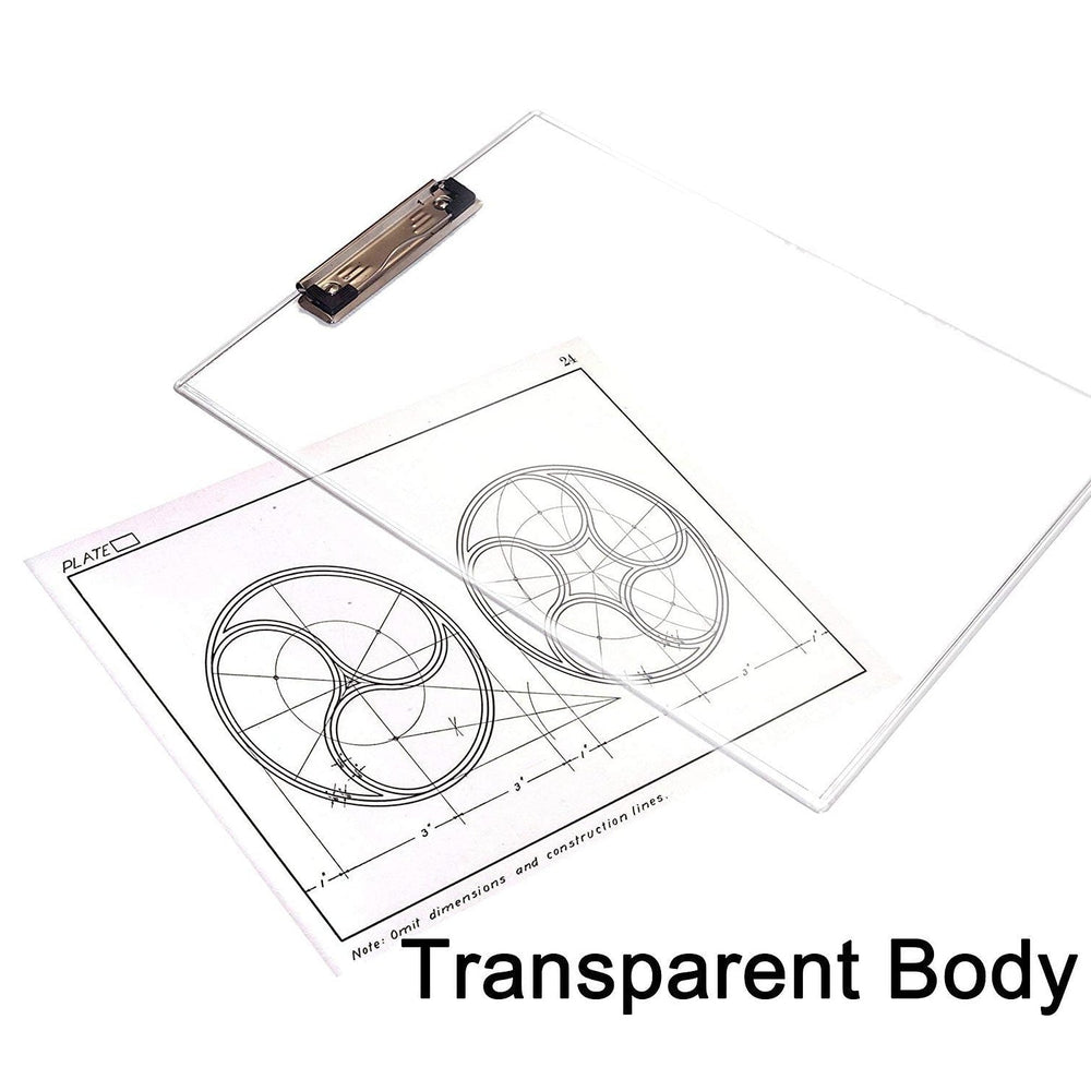 Portable transparent exam pad with ruler, perfect for on-the-go study.