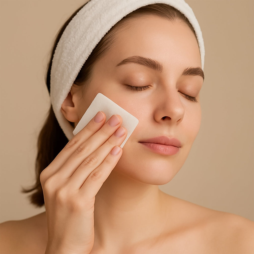 Neatly arranged pile of cotton makeup remover pads for daily use
