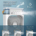 Main product shot of portable air cooler fan with 7-color light