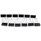 Organized file bundle held with black metal binder clips set