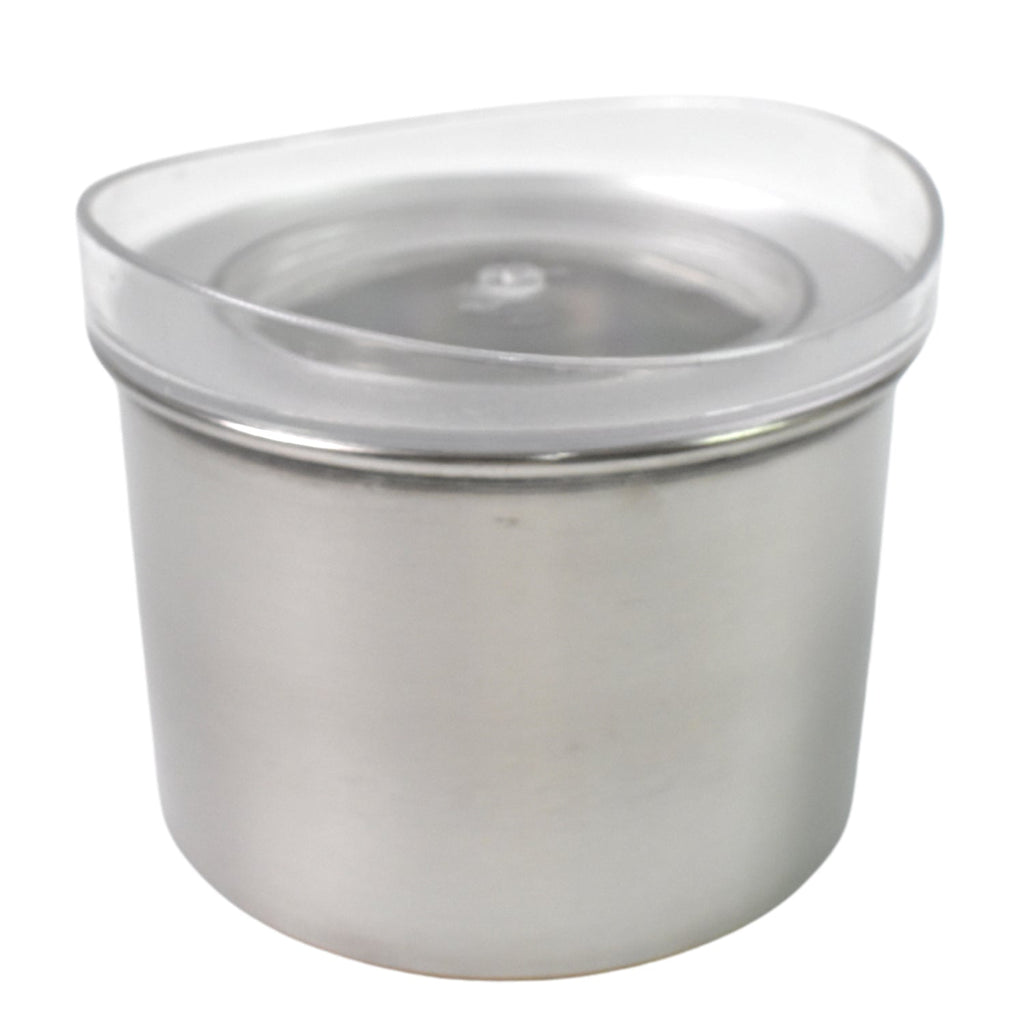 Set of Konvex stainless steel containers in various sizes, neatly organized in a kitchen.