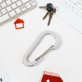 Small snap hook clasp in steel attached to keychain loop