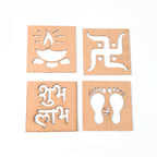 Elegant wooden decorative shapes showcasing spiritual symbols