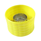 Handheld corn peeler tool shown while removing kernels manually
