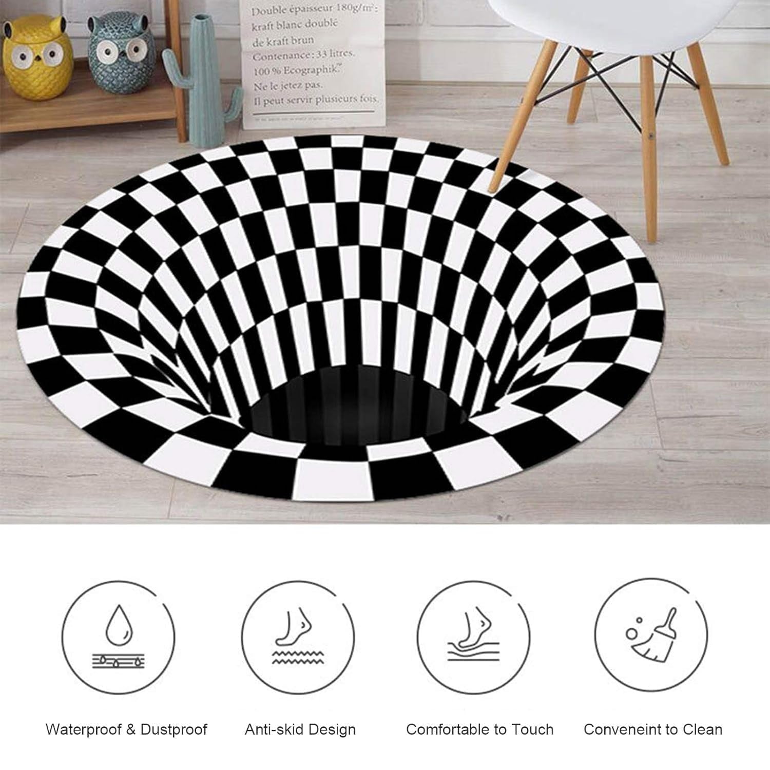 OrbitZone themed 3D space optical illusion rug