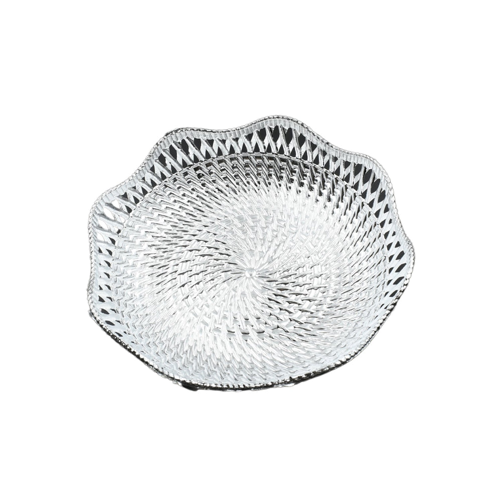 Decorative round serving tray, perfect for festive occasions.