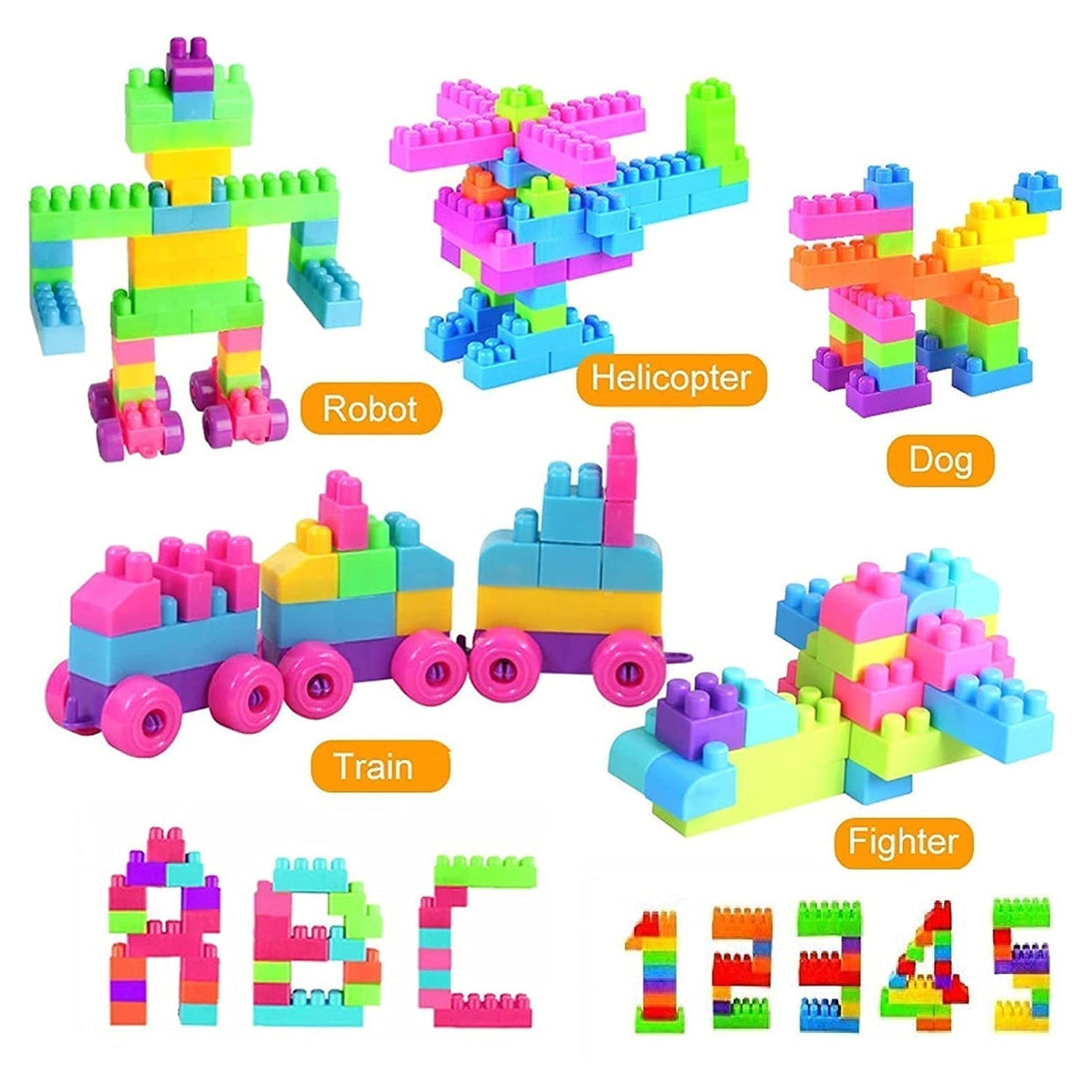 Complete 60-piece Kids' Block Set, perfect for fun and learning activities.