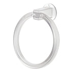 The clear ABS towel ring displayed against a neutral background, highlighting its transparency and form.