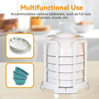 Angled view of the durable ABS plastic bowl rack, highlighting its sturdy construction.