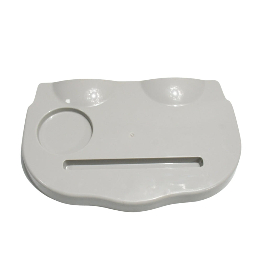 Combo Snack and Cup Holder Tray from TableNest with various snacks and a phone.