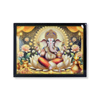 Lord Ganesha painting adorning a light-colored living room wall for cultural charm