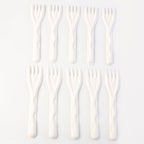 Compostable bagasse forks for picnic and party use, eco-friendly alternative