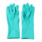 Close-up of green cleaning gloves