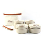 Compact tiffin set lunch box featuring multiple containers and carry bag