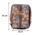Travel storage bag with dimension and size guide