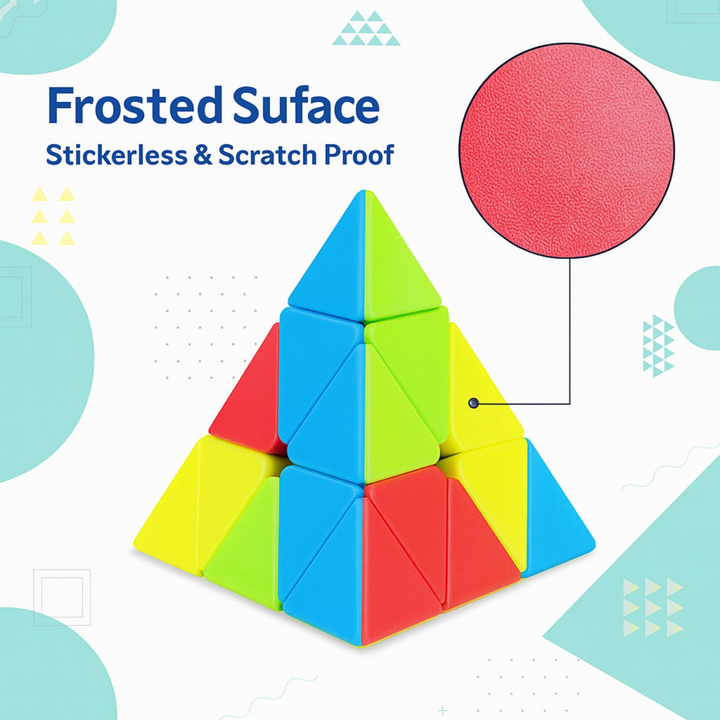 Smooth rotating triangle puzzle cube with sharp corner cutting