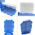 Compact snap-lock pill organizer box for travel