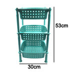 Square kitchen trolley with three spacious storage baskets, easy to move.