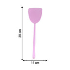 Reusable fly swatting racket with long handle