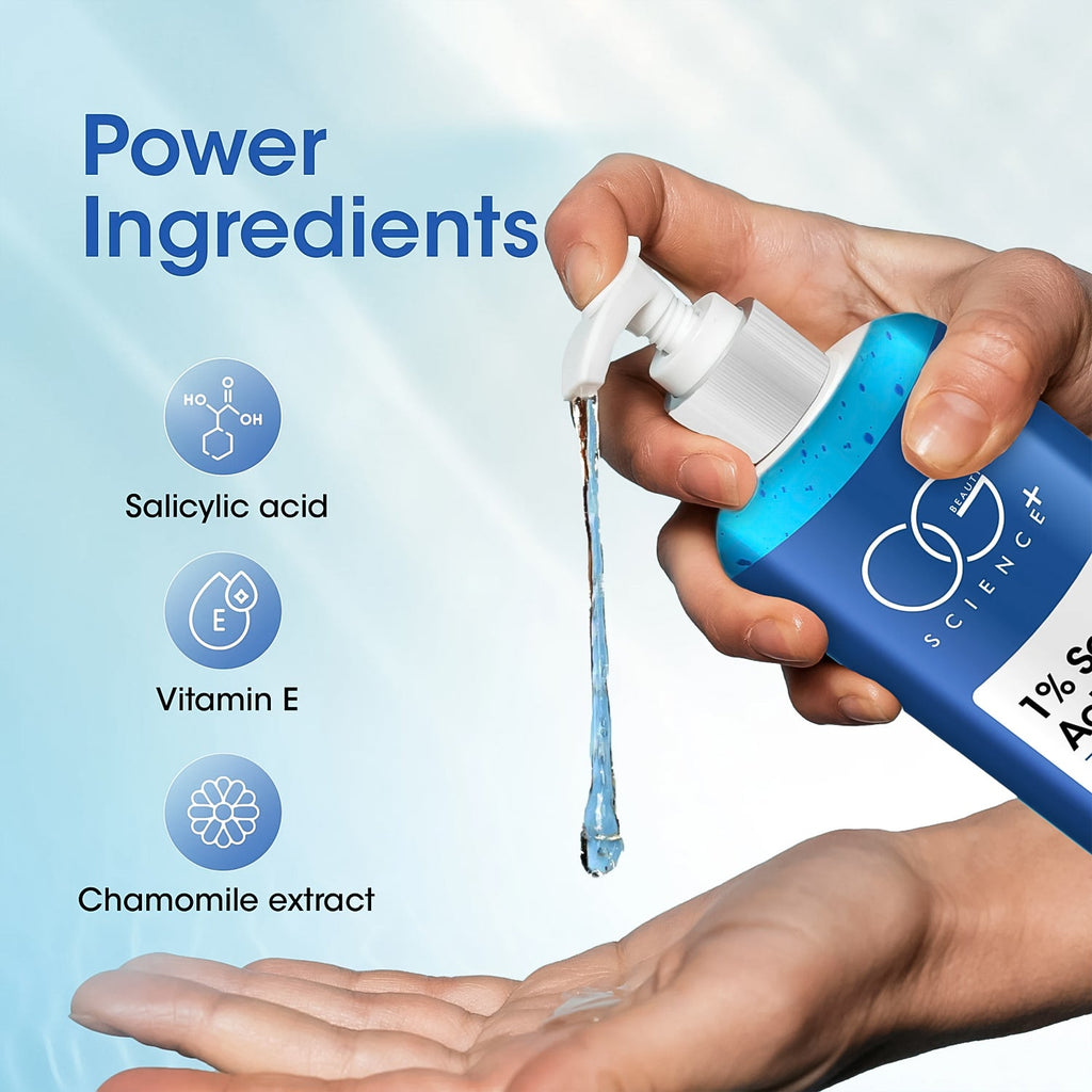 Clear and refreshing salicylic acid body wash gel in pump bottle