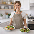 Kitchen work apron designed for protection during cooking and baking