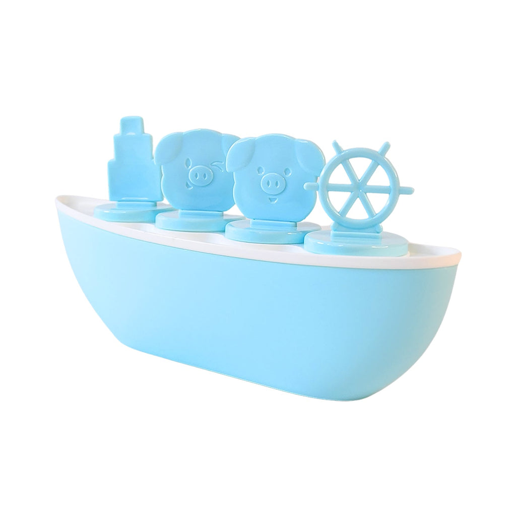 Boat shaped ice cream popsicle mould kit with piggy design, great for kids