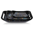 Elegant plastic serving tray set with eye-catching golden hexagonal print