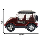 Robust friction-powered toy jeep for toddlers and kids