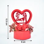 Heart-shaped love couple decor with glowing light and roses base