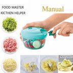 Detailed shot of the manual food chopper's anti-skid base and comfort-grip lid.