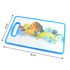 Durable, knife friendly plastic chopping board with fruit design
