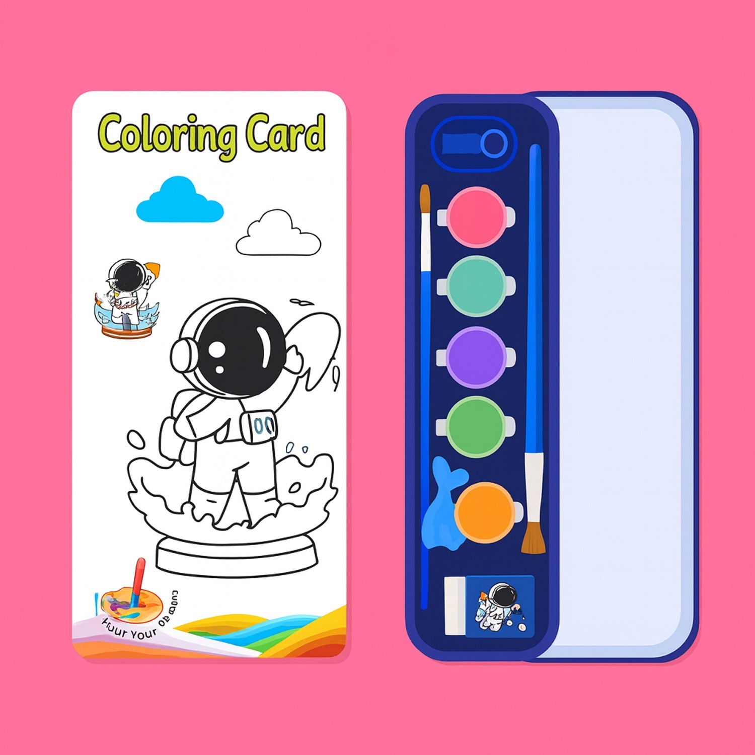 Space design gift pack for children with art and coloring tools