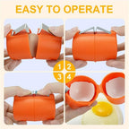The Egg Shell Opener releasing a cracked egg into a bowl without any mess.