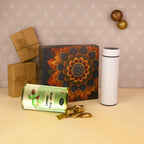 Complete Kesar Pista Almonds Chocolate Gift Hamper with reusable stainless steel bottle