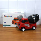 Kids mixer truck vehicle toy with friction power mechanism