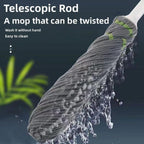 Stainless steel handle mop placed on floor, ideal for hardwood and tile surfaces