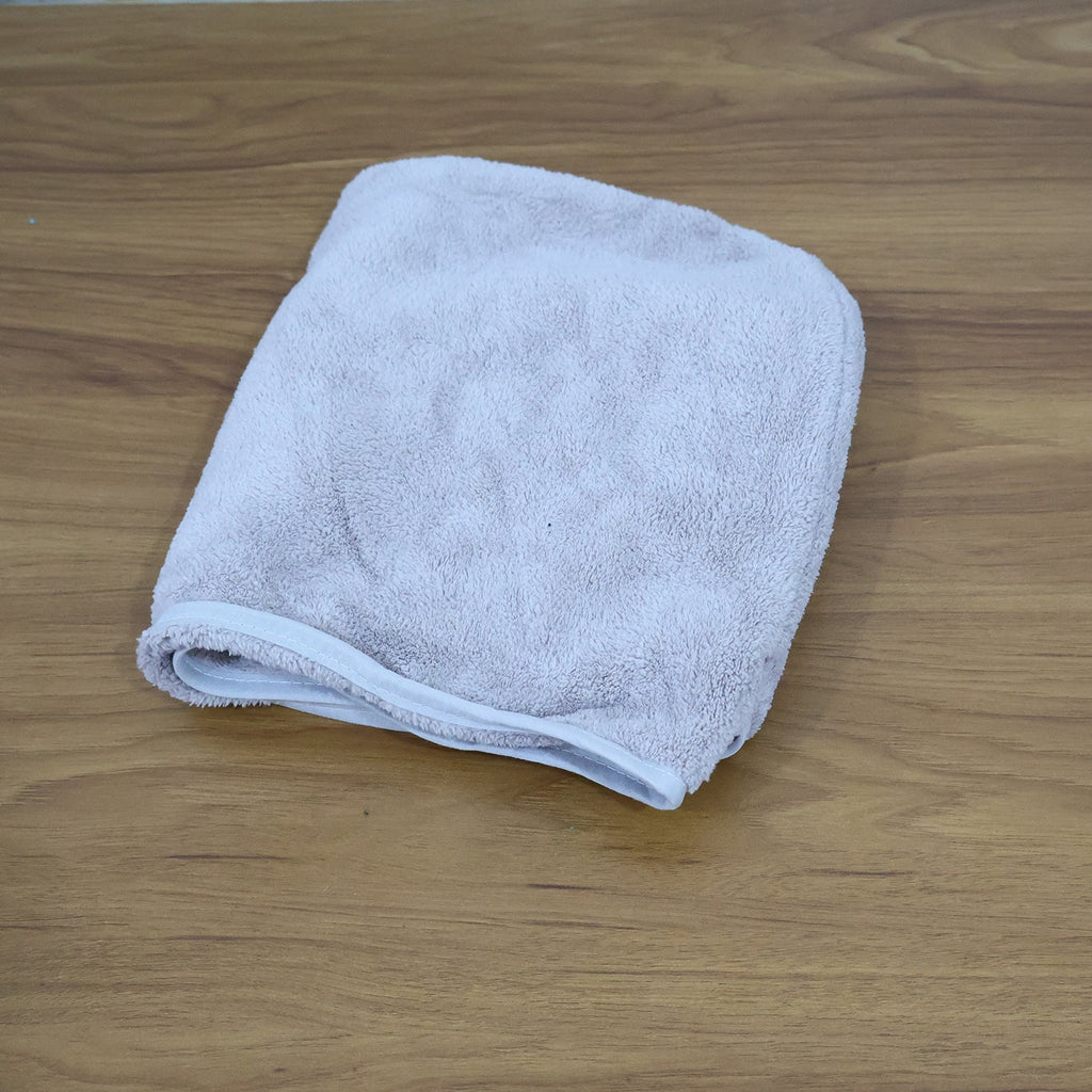 Soft microfiber towel wrap drying hair without causing frizz or damage
