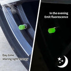 Set of light-lock luminous tyre valve caps for car and bike tires