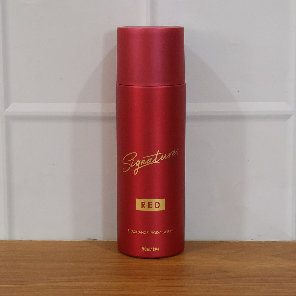 Signature red fragrance spray bottle design