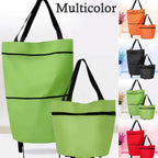 FERVENT foldable trolley bag being used at a market, showcasing its versatility.